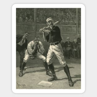 Vintage Sports Baseball, "A Ball or a Strike - Which?"  by Thure De Thulstrup, 1888 Sticker